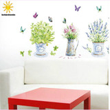 DIY wall stickers home decor potted flower pot butterfly kitchen window glass bathroom decals waterproof
