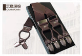 Men's suspenders casual Fashion braces High quality leather suspenders Adjustable 6 clip  Belt Strap  7 colors