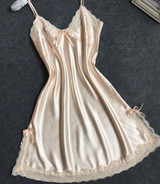 Ladies Sexy Silk Satin Night Dress Sleeveless Nighties V-neck Nightgown Plus Size Nightdress Lace Sleepwear Nightwear For Women