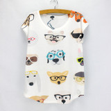 New fashion Flower Elephant printed t shirts women summer dresses  novelty design casual top tees for girls