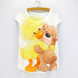 New fashion Flower Elephant printed t shirts women summer dresses  novelty design casual top tees for girls