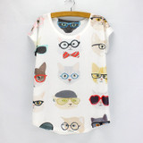 New fashion Flower Elephant printed t shirts women summer dresses  novelty design casual top tees for girls
