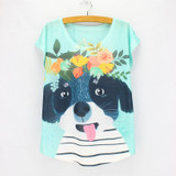 New fashion Flower Elephant printed t shirts women summer dresses  novelty design casual top tees for girls