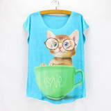 New fashion Flower Elephant printed t shirts women summer dresses  novelty design casual top tees for girls