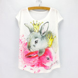 New fashion Flower Elephant printed t shirts women summer dresses  novelty design casual top tees for girls