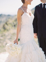 Stunning Lace Bead Ruffles Tulle Spaghetti Strap Wedding Dresses, AB1158