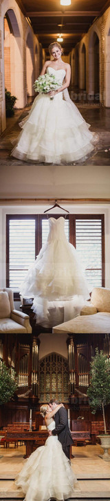 Simple Ivory Organza Sweetheart Strapless Tiered Wedding Dresses, AB1168