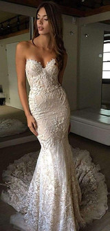 Ivory lace Sweetheart Strapless Mermaid Charming Wedding Dresses, AB1510