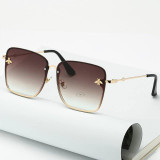 Lady Oversize Rimless Square Bee Sunglasses Women Men Small Bee Glasses Gradient Sun Glasses Female UV400