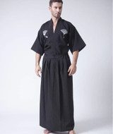 Vintage Black Japanese Men Warrior Kimono Traditional