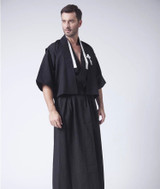 Vintage Black Japanese Men Warrior Kimono Traditional