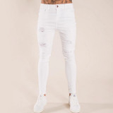 NIBESSER 2020 Fashion Casual Mens Skinny Stretch Denim Pants Distressed Ripped Freyed Slim Fit Jeans Trousers For Male Pants