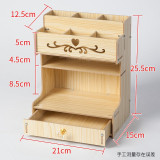 Wooden Desk Organizer Multi-Functional DIY Pen Holder Box Desktop Stationary Home Office Supply Desktop Storage Rack