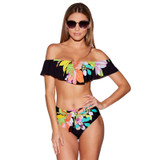 Off Shoulder Flower Swimwear Women Swimsuit Ruffles Bikini Set Off Shoulder Flower Swimwear Women Swimsuit Ruffles Bikini Set