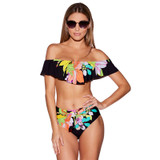 Off Shoulder Flower Swimwear Women Swimsuit Ruffles Bikini Set Off Shoulder Flower Swimwear Women Swimsuit Ruffles Bikini Set