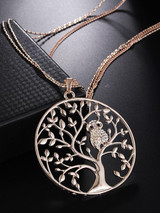 Character Owl Pendant Necklace Creative Life Tree Hollow Sweater Chain Pendant Character Owl Pendant Necklace Creative Life Tree Hollow Sweater Chain Pendant