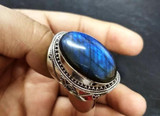 Vintage Natural Labradorite Gemstone Girl Ring