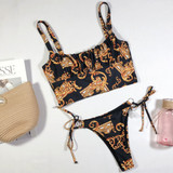 Printed bikini sexy split swimsuit