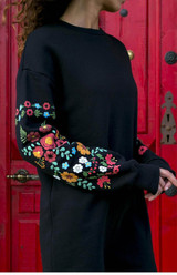 Round Neck Floral Long Sleeve Mini Dress