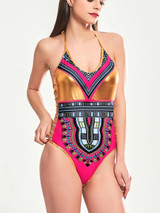 Bronze Sexy Printed Bikini One Piece Swimsuit Bronze Sexy Printed Bikini One Piece Swimsuit