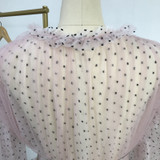 Polka Dot Transparent Mesh Lantern Sleeve Blouse