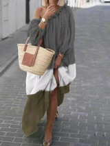 Fashion Casual Printed Long Sleeve Loose Dress