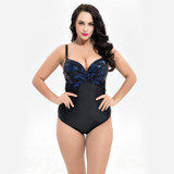 Siamese Women Triangle Cross Print Large Size Swimsuit