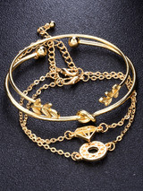 Fashion Leaf Open Bracelet Four-piece Set