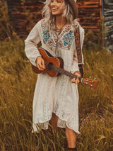 Lace Embroidered Beach Blouse Openwork Bikini Swimsuit Long Skirt Cover Up Lace Embroidered Beach Blouse Openwork Bikini Swimsuit Long Skirt Cover Up