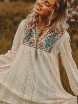 Lace Embroidered Beach Blouse Openwork Bikini Swimsuit Long Skirt Cover Up Lace Embroidered Beach Blouse Openwork Bikini Swimsuit Long Skirt Cover Up