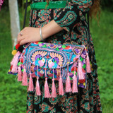 National Style Embroidery Canvas Tassel Shoulder bag