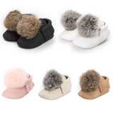 Cute Newborn Baby Girls Kids Toddler Fur Ball Soft Sneaker 0-18M