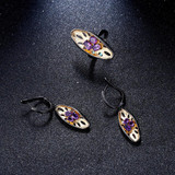 Honeycomb Ring Earrings  Natural Amethyst Jewelry Sets