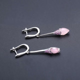 Pink Calcedony Earrings 925 Sterling Silver Gemstone Drop Earrings