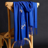 Soft Wool Pashmina Shawls Flower Embroidery Cashmere Scarf
