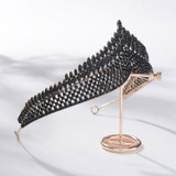 Vintage Gold Black Crystal Heart Bridal Jewelry Sets