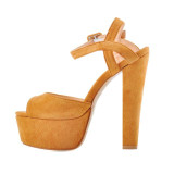 Chunky Ankle Strap Peep Toe Pumps