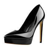 Black Platform Stiletto High Heels Pumps