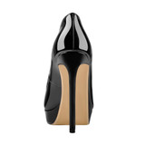 Black Platform Stiletto High Heels Pumps