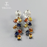 Colorful Sapphire Earrings Rings  Jewelry Set