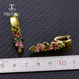 Colorful 4.2ct Natural Brazil Tourmaline Clasp Earrings