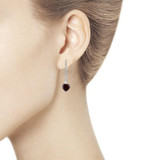 Red Garnet Heart Drop Earrings