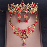 Baroque Vintage Gold Red Crystal Bridal Rhinestone Tiaras