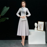 Satin Embroidery Vintage Traditional Cheongsam Wedding Qipao Dress Satin Embroidery Vintage Traditional Cheongsam Wedding Qipao Dress