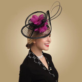 Black Vintage Cocktail Flower Feather Formal Fascinator Hats