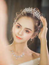 Heart Shape Zircon Crystal Wedding Tiaras