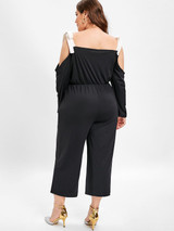 Open Shoulder Bow Tie Wide Legs Jumpsuit
