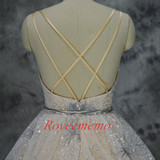 Lace Sequined V-Neck Bridal Wedding Dress