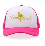 Flamingo Trucker Hat Gold Vinyl wedding party Bachelorette Baseball  team bride hats