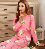 19 Colors Women Pajamas Suits Spring Autumn Cartoon Female Long-sleeve Pajama Pants Milk Silk Pajamas Suits tracksuit